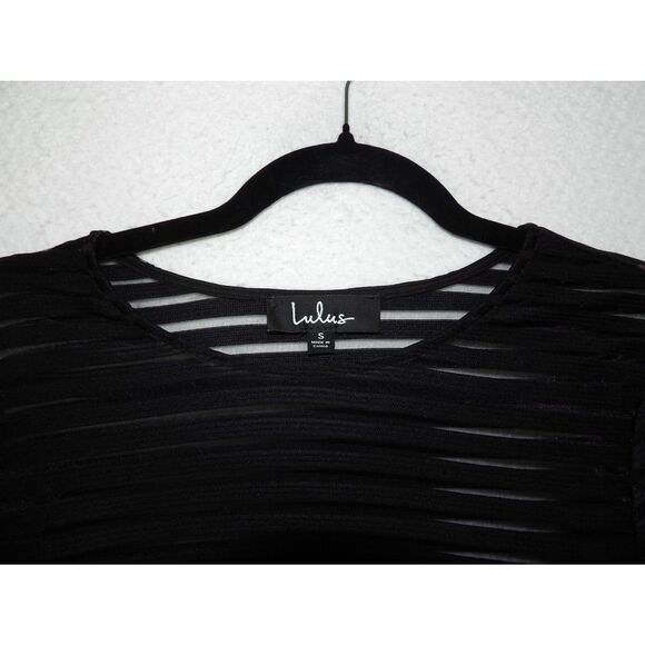 NWT Lulu's Perfect Striped Mesh Bodycon Black Lined Dress 251034 | Small - Picture 12 of 13